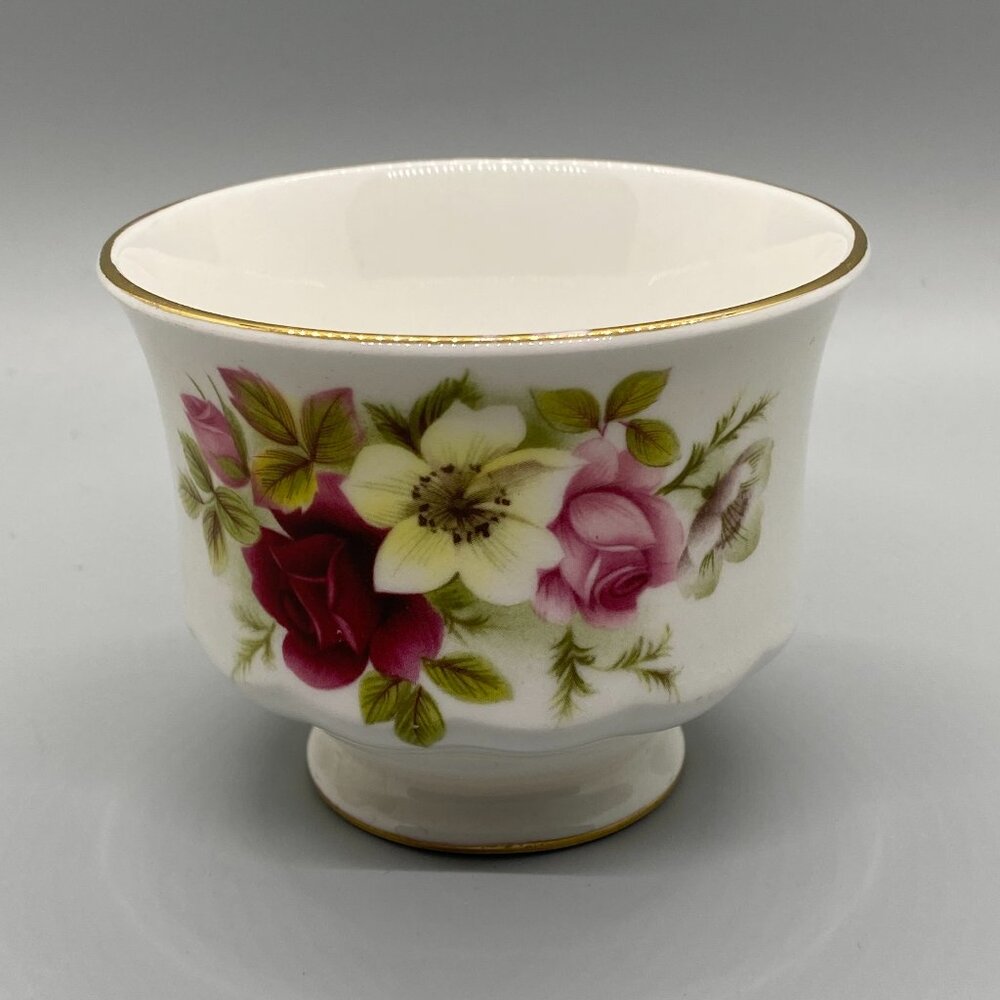 Vintage Queen Anne Hand Painted Rose Bouquet Pedestal Open Sugar C 37 1